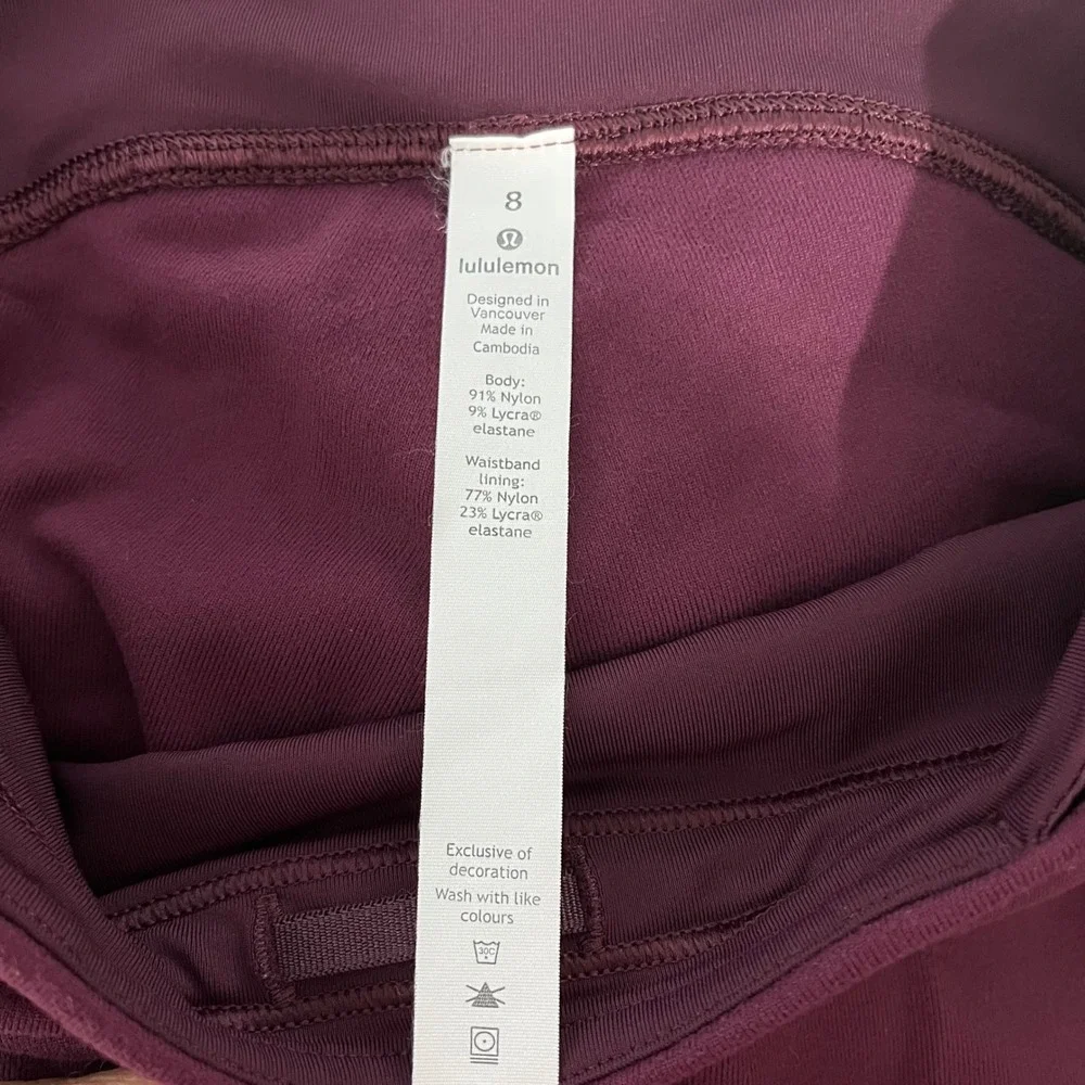 Lululemon Ready To Rulu Ruched Leg Tight Leggings Dark Adobe Burgundy Size‎ 8